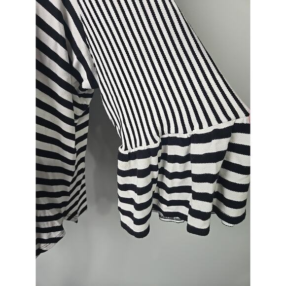 RUBY RD. Black White Striped Bell Sleeve Knit Sweater Top 3X - Picture 3 of 5